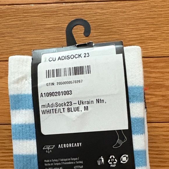 adidas Men's Aeroready White and Blue Athletic Socks - Picture 5 of 5
